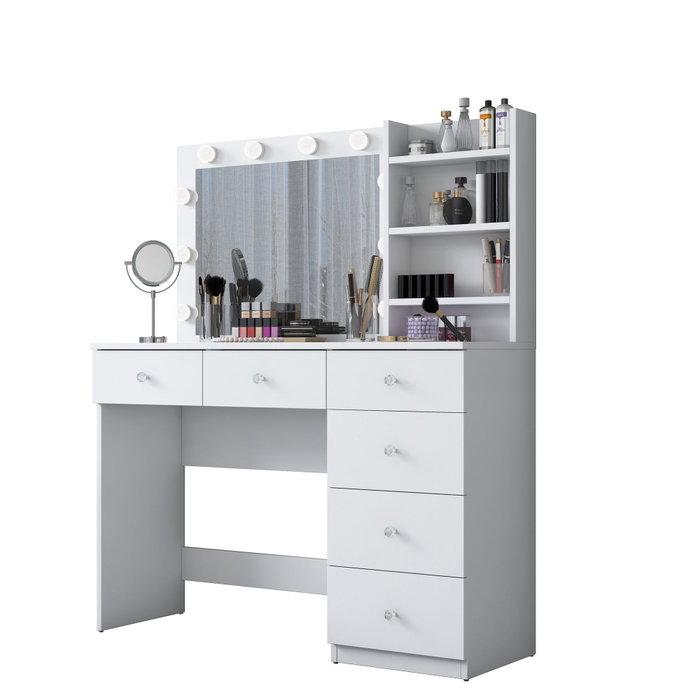 Hanah Home Mesa de Maquillaje Blanca con 10 Focos Hanah Home Mesa de Maquillaje Blanca con 10 Focos